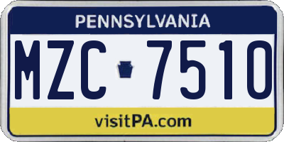 PA license plate MZC7510