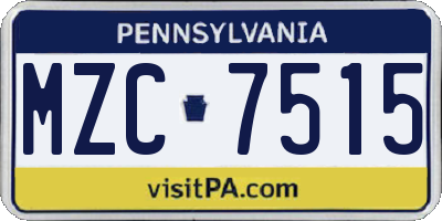 PA license plate MZC7515