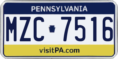 PA license plate MZC7516