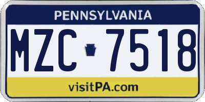 PA license plate MZC7518
