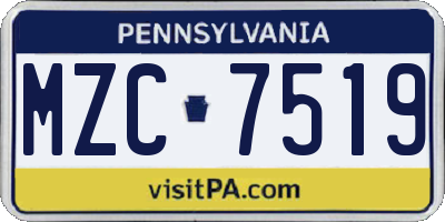 PA license plate MZC7519