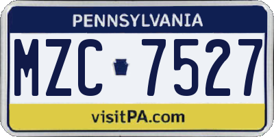 PA license plate MZC7527