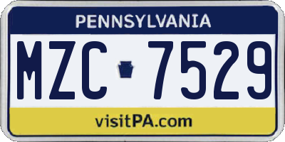 PA license plate MZC7529