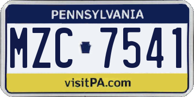 PA license plate MZC7541