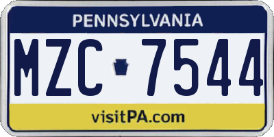 PA license plate MZC7544