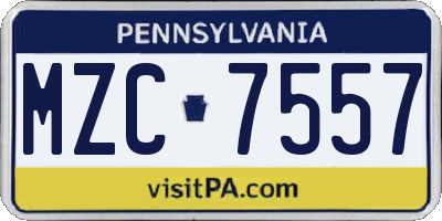 PA license plate MZC7557