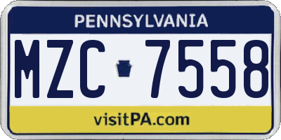 PA license plate MZC7558