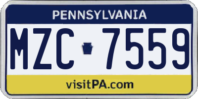 PA license plate MZC7559