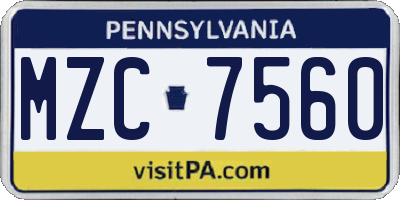 PA license plate MZC7560