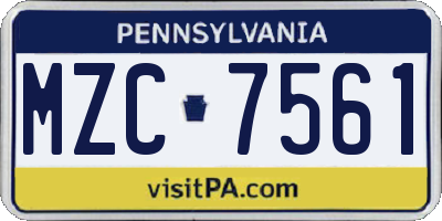 PA license plate MZC7561