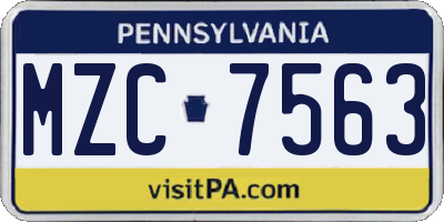 PA license plate MZC7563