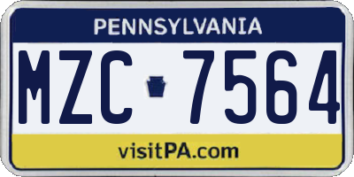 PA license plate MZC7564