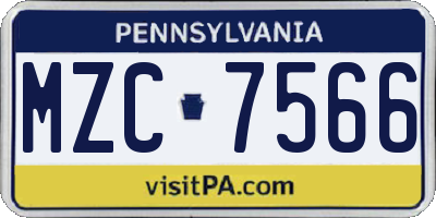 PA license plate MZC7566