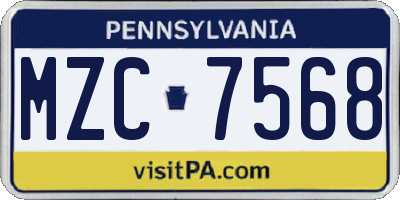 PA license plate MZC7568