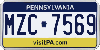 PA license plate MZC7569