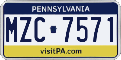 PA license plate MZC7571