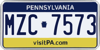 PA license plate MZC7573