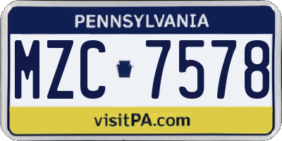 PA license plate MZC7578