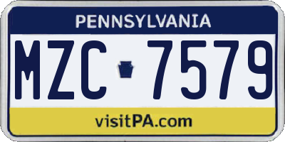PA license plate MZC7579