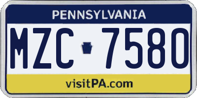 PA license plate MZC7580