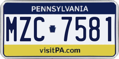 PA license plate MZC7581