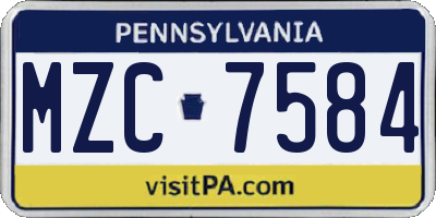 PA license plate MZC7584