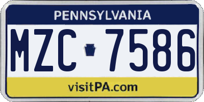 PA license plate MZC7586