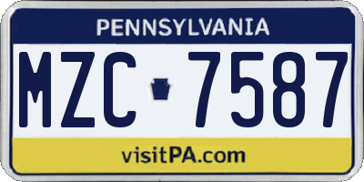 PA license plate MZC7587