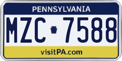 PA license plate MZC7588