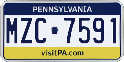 PA license plate MZC7591