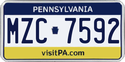 PA license plate MZC7592