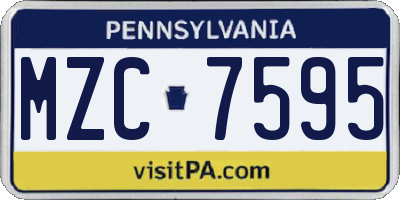 PA license plate MZC7595