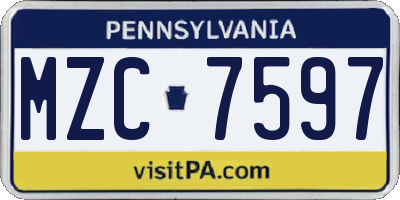 PA license plate MZC7597