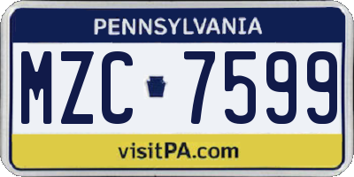 PA license plate MZC7599