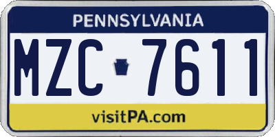 PA license plate MZC7611