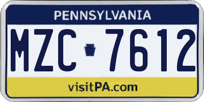 PA license plate MZC7612