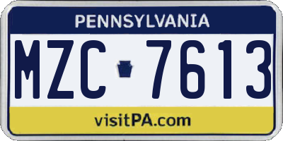 PA license plate MZC7613