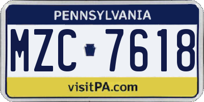 PA license plate MZC7618