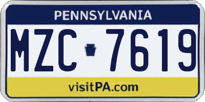 PA license plate MZC7619