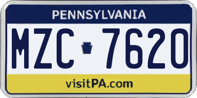 PA license plate MZC7620
