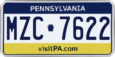 PA license plate MZC7622