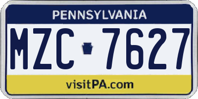 PA license plate MZC7627