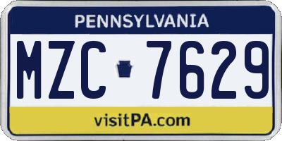 PA license plate MZC7629
