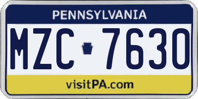 PA license plate MZC7630