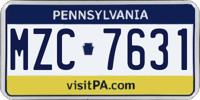 PA license plate MZC7631