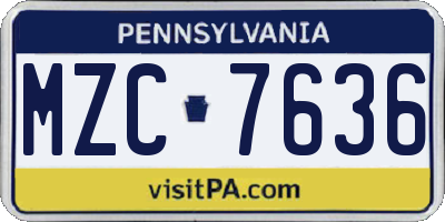 PA license plate MZC7636