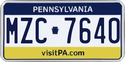 PA license plate MZC7640