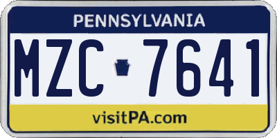 PA license plate MZC7641