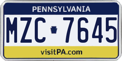 PA license plate MZC7645