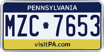 PA license plate MZC7653